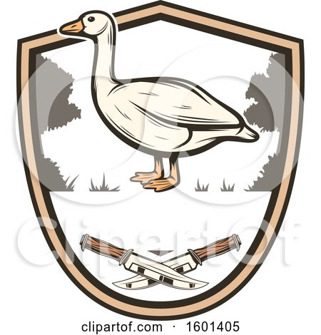 Clipart of a Hunting Shield Design with a Goose - Royalty Free Vector Illustration by Vector Tradition SM