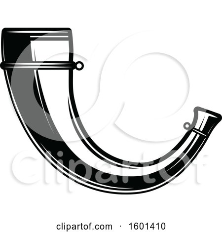 Clipart of a Black and White Hunting Horn - Royalty Free Vector Illustration by Vector Tradition SM