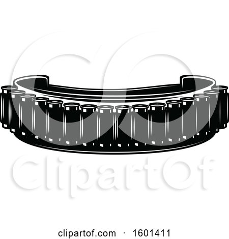 Clipart of a Black and White Hunting Ammo Belt - Royalty Free Vector Illustration by Vector Tradition SM