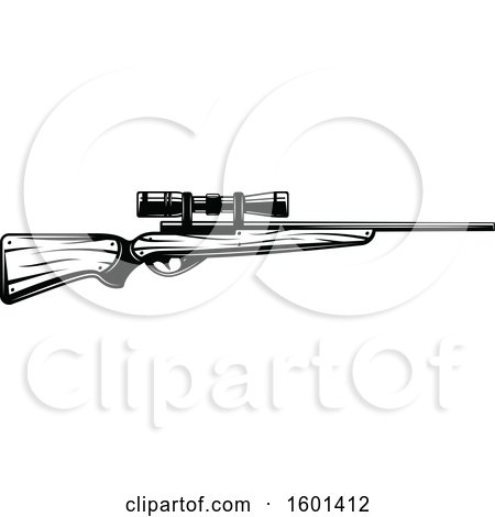 Clipart of a Black and White Hunting Rifle with a Scope - Royalty Free Vector Illustration by Vector Tradition SM