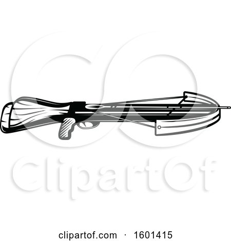 Clipart of a Black and White Hunting Cross Bow - Royalty Free Vector Illustration by Vector Tradition SM