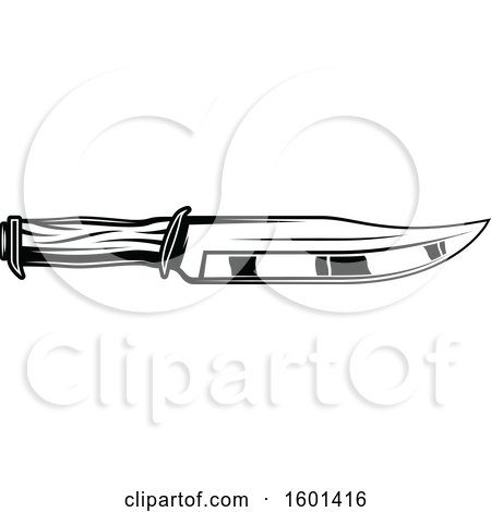 Clipart of a Black and White Hunting Knife - Royalty Free Vector Illustration by Vector Tradition SM