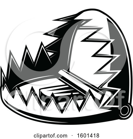 Clipart of a Black and White Hunting Animal Trap - Royalty Free Vector Illustration by Vector Tradition SM