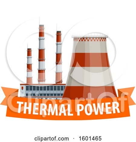 Clipart of a Thermal Power Station and Banner - Royalty Free Vector Illustration by Vector Tradition SM