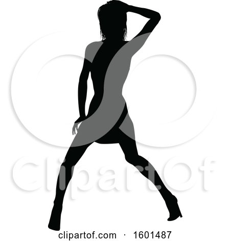 Clipart of a Silhouetted Female Dancer in Heels - Royalty Free Vector Illustration by AtStockIllustration