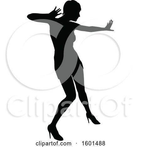 Clipart of a Silhouetted Female Dancer in Heels - Royalty Free Vector Illustration by AtStockIllustration