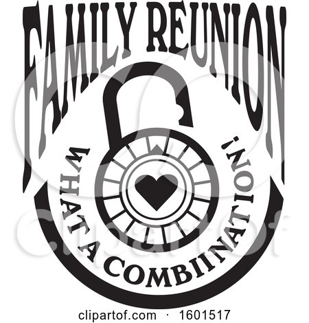 Clipart of a Black and White Family Reunion What a Combination Heart Lock Design - Royalty Free Vector Illustration by Johnny Sajem