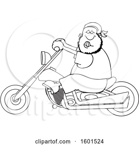 man on motorcycle clipart black and white