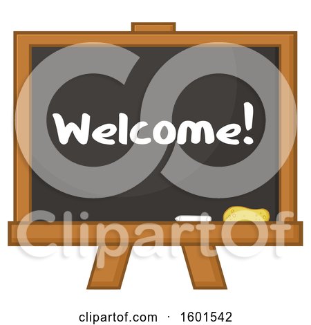 Clipart of a Welcome School Black Board - Royalty Free Vector Illustration by Hit Toon