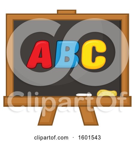 Clipart of a School Black Board with ABC - Royalty Free Vector Illustration by Hit Toon