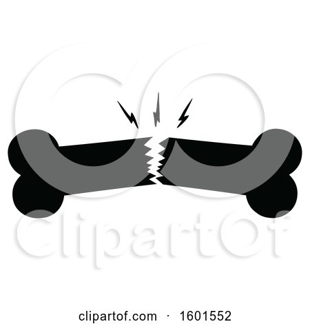 Clipart of a Black Silhouetted Breaking Bone - Royalty Free Vector Illustration by Hit Toon