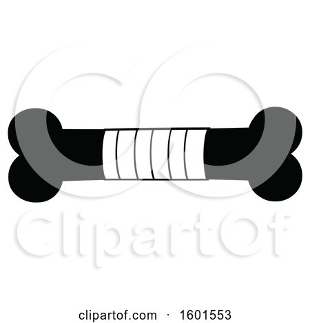 Clipart of a Black and White Bandaged Bone - Royalty Free Vector Illustration by Hit Toon