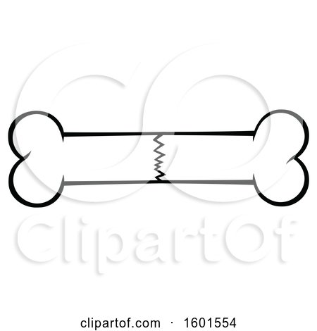 Clipart of a Lineart Cracked or Fractured Bone - Royalty Free Vector Illustration by Hit Toon