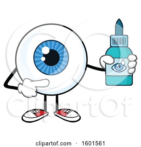 Clipart of a Cartoon Blue Eyeball Mascot Character with Drops - Royalty Free Vector Illustration by Hit Toon
