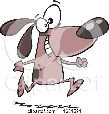 Clipart of a Cartoon Dog Running Upright - Royalty Free Vector Illustration by toonaday