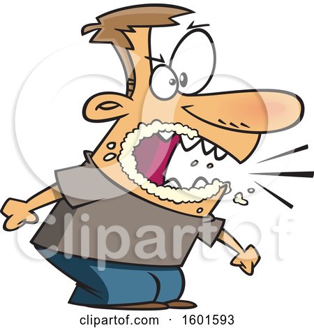 Clipart of a Cartoon Angry White Man Yelling and Foaming at the Mouth - Royalty Free Vector Illustration by toonaday