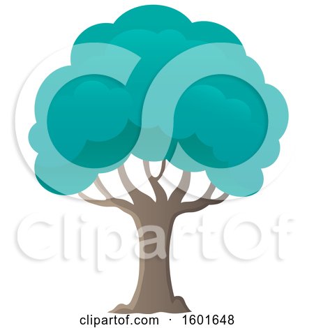 Clipart of a Tree with a Blue Canopy - Royalty Free Vector Illustration by visekart