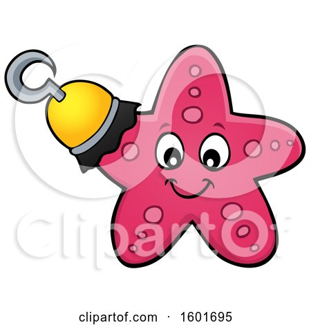 Clipart of a Pirate Starfish with a Hook Hand - Royalty Free Vector Illustration by visekart