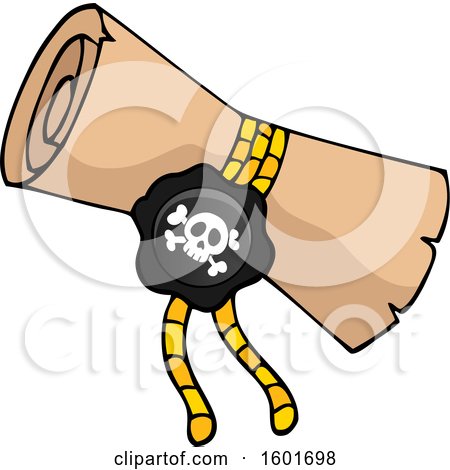 Clipart of a Pirate Scroll Treasure Map or Letter - Royalty Free Vector Illustration by visekart