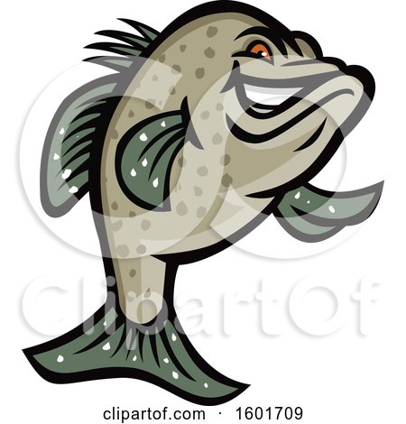 Clipart of a Tough Crappie Fish Mascot Standing on His Fin - Royalty Free Vector Illustration by patrimonio