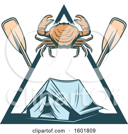 Clipart of a Camping and Crabbing Diamond with a Tent and Paddles - Royalty Free Vector Illustration by Vector Tradition SM