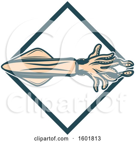 Clipart of a Squid in a Diamond Frame - Royalty Free Vector Illustration by Vector Tradition SM