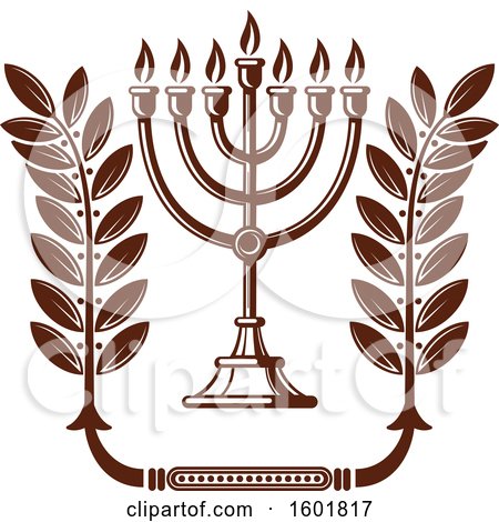 Clipart of a Brown Menorah - Royalty Free Vector Illustration by Vector Tradition SM