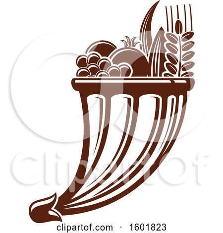 Clipart of a Brown Israel Cornucopia of Food - Royalty Free Vector Illustration by Vector Tradition SM