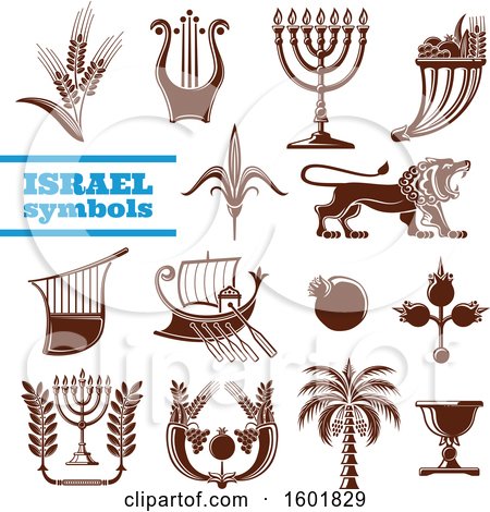Clipart of Brown Israel Symbols - Royalty Free Vector Illustration by Vector Tradition SM