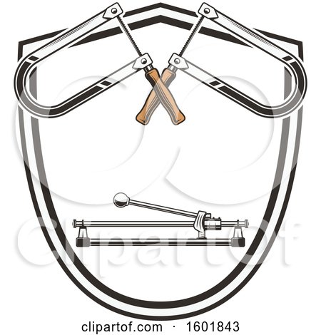 Clipart of a Shield with Coping Saws - Royalty Free Vector Illustration by Vector Tradition SM