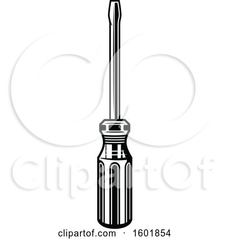 Clipart of a Black and White Screwdriver - Royalty Free Vector Illustration by Vector Tradition SM