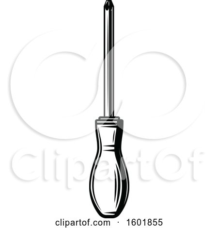 Clipart of a Black and White Phillips Screwdriver - Royalty Free Vector Illustration by Vector Tradition SM