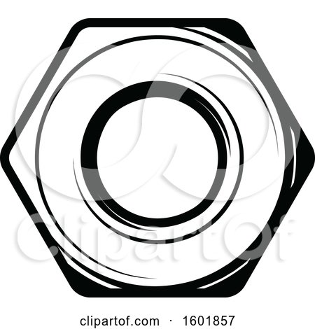 Clipart of a Black and White Bolt Nut - Royalty Free Vector Illustration by Vector Tradition SM