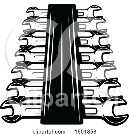 Clipart of Black and White Wrenches - Royalty Free Vector Illustration by Vector Tradition SM