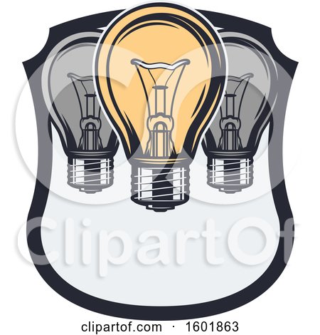 Clipart of a Shield with Light Bulbs - Royalty Free Vector Illustration by Vector Tradition SM