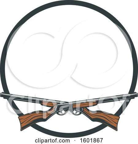 Clipart of a Round Frame and Crossed Hunting Rifles - Royalty Free Vector Illustration by Vector Tradition SM