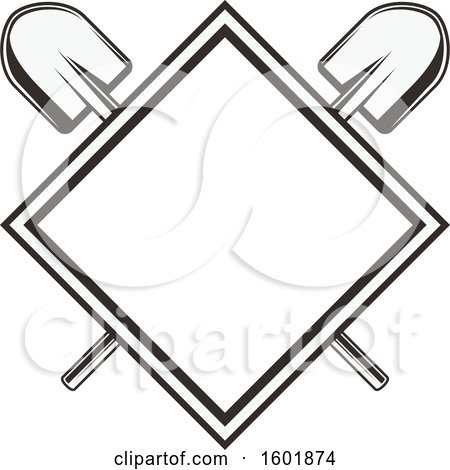 Clipart of a Diamond Frame with Crossed Shovels - Royalty Free Vector Illustration by Vector Tradition SM