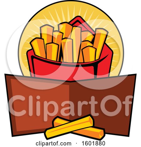 Clipart of a Carton of French Fries with a Banner - Royalty Free Vector Illustration by Vector Tradition SM