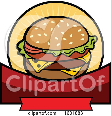 Clipart of a Cheeseburger Design with Banners - Royalty Free Vector Illustration by Vector Tradition SM