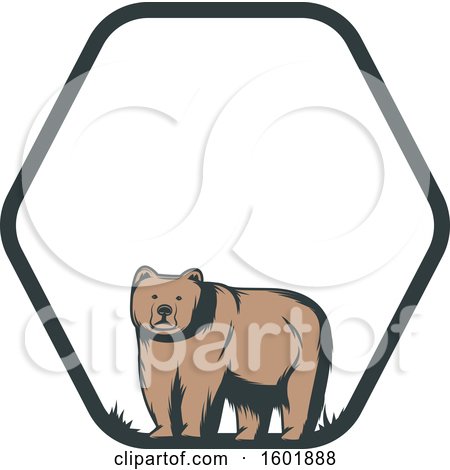 Clipart of a Bear in a Hexagon Frame - Royalty Free Vector Illustration by Vector Tradition SM
