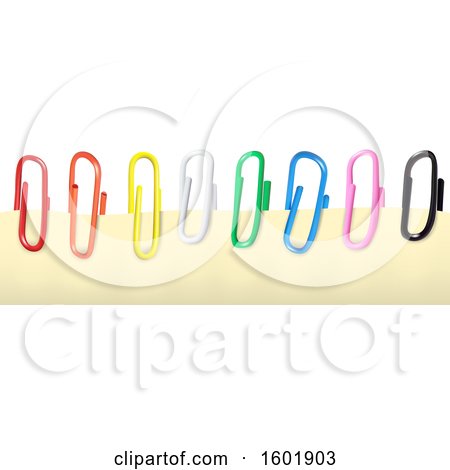 Clipart of Colorful Paperclips on a Piece of Paper - Royalty Free Vector Illustration by dero