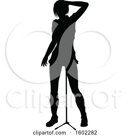 Clipart of a Silhouetted Female Singer - Royalty Free Vector Illustration by AtStockIllustration