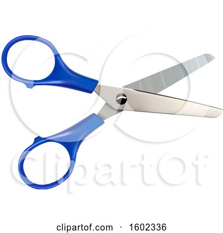 Clipart of a 3d Pair of Blue Handled Scissors - Royalty Free Vector Illustration by dero
