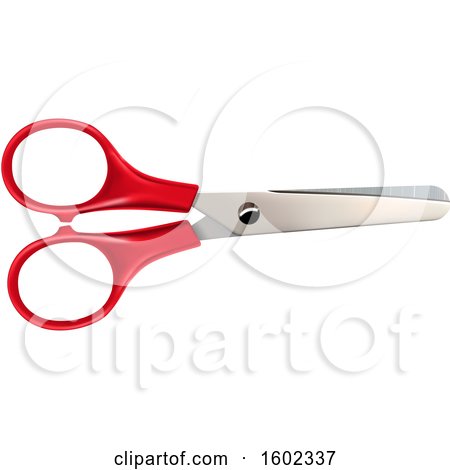 Clipart of a 3d Pair of Red Handled Scissors - Royalty Free Vector Illustration by dero