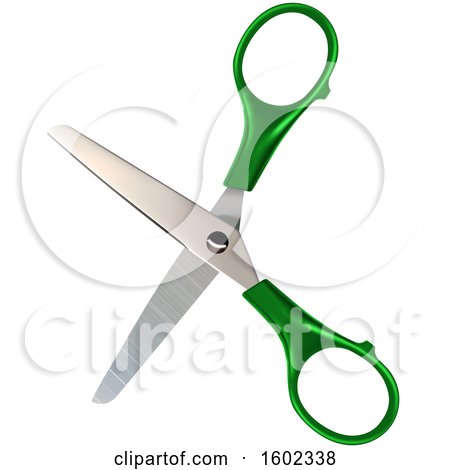 Clipart of a 3d Pair of Green Handled Scissors - Royalty Free Vector Illustration by dero
