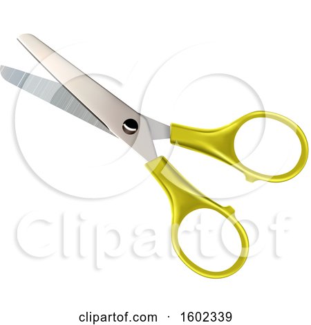 Clipart of a 3d Pair of Yellow Handled Scissors - Royalty Free Vector Illustration by dero
