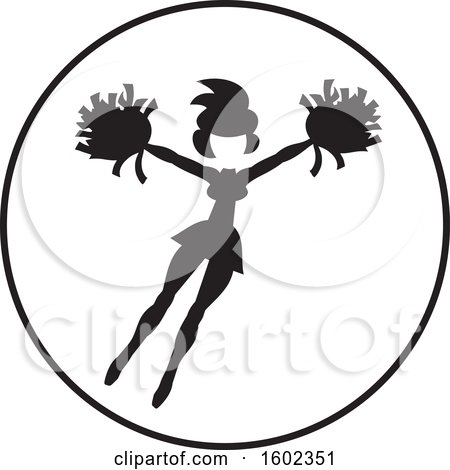 Clipart of a Jumping Cheerleader in a Circle - Royalty Free Vector Illustration by Johnny Sajem