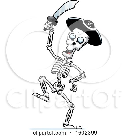 Clipart of a Cartoon Dancing Pirate Skeleton Holding a Sword - Royalty Free  Vector Illustration by Cory Thoman #1602399