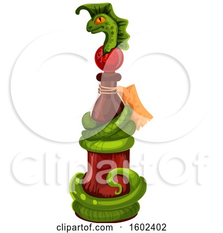 Clipart of a Magical Wizard or Witch Potion Bottle with a Serpent - Royalty Free Vector Illustration by Vector Tradition SM