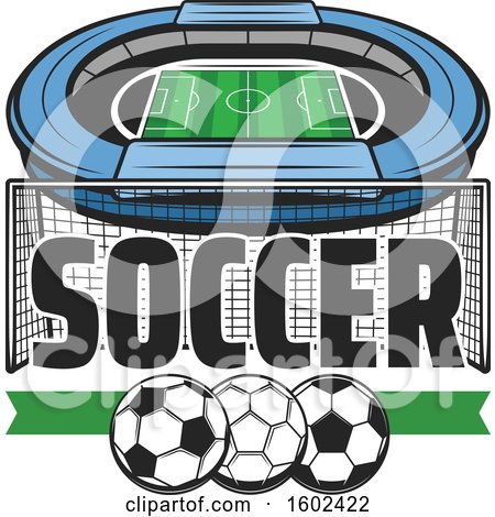 Clipart of a Soccer Stadium and Net - Royalty Free Vector Illustration by Vector Tradition SM